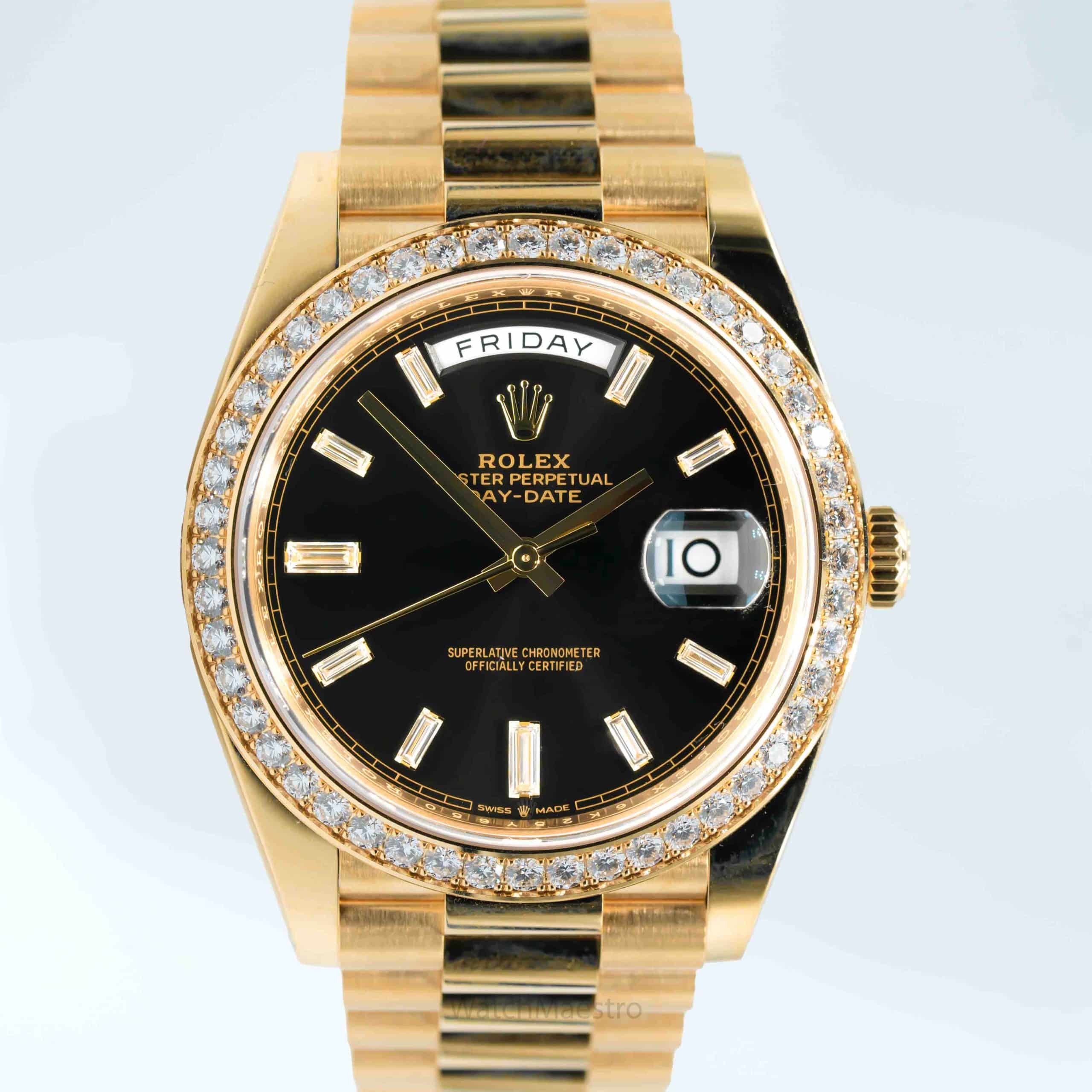 Rolex Day-Date 40 Yellow Gold With Diamonds Black dial 228398TBR