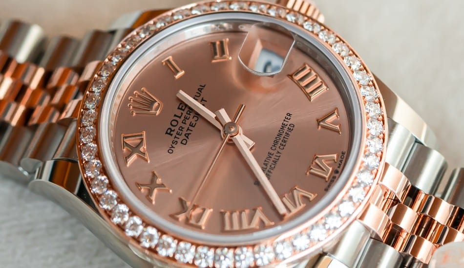 Rolex Lady-Datejust 28 Oystersteel, Everose gold and diamonds