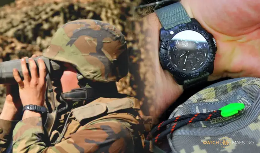 Military personnel wear their watches