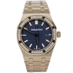 AP Royal Oak Rose Gold Blue Dial Diamond Bezel (1)