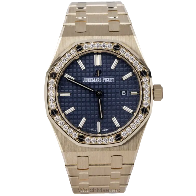 AP Royal Oak Rose Gold Blue Dial Diamond Bezel (1)