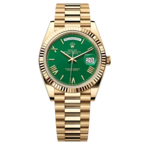 Rolex Day Date Green Roman Yellow Gold