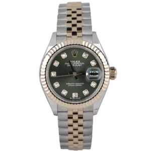 Rolex Datejust Ladies Green Diamond Rose Gold Fluted (1)