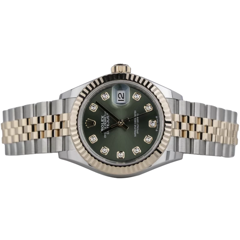 Rolex Datejust Ladies Green Diamond Rose Gold Fluted (2)