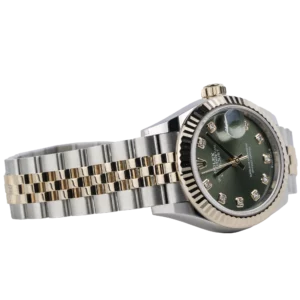 Rolex Datejust Ladies Green Diamond Rose Gold Fluted (4)