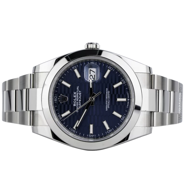 Rolex Datejust 41 Blue Motif Smooth Bezel Oyster (2)