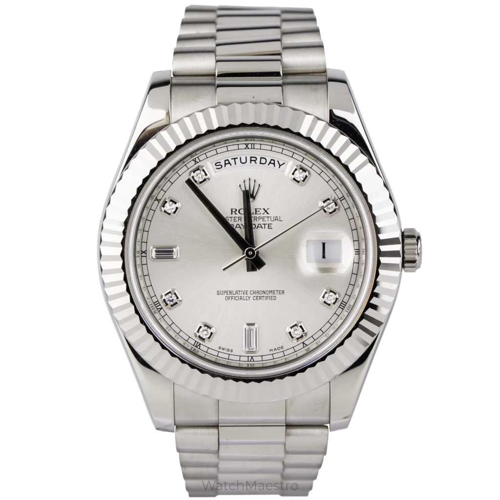 Rolex Day Date 41 Silver Diamonds (1)