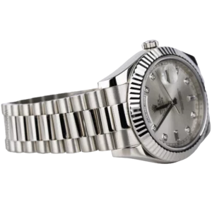 Rolex Day Date 41 Silver Diamonds (4)