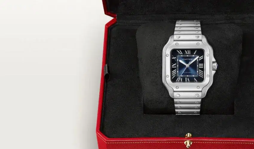 Cartier Santos Blue Roman Steel Large