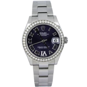 Rolex Datejust 31 Steel Oyster Diamond Bezel Purple Dial (1)