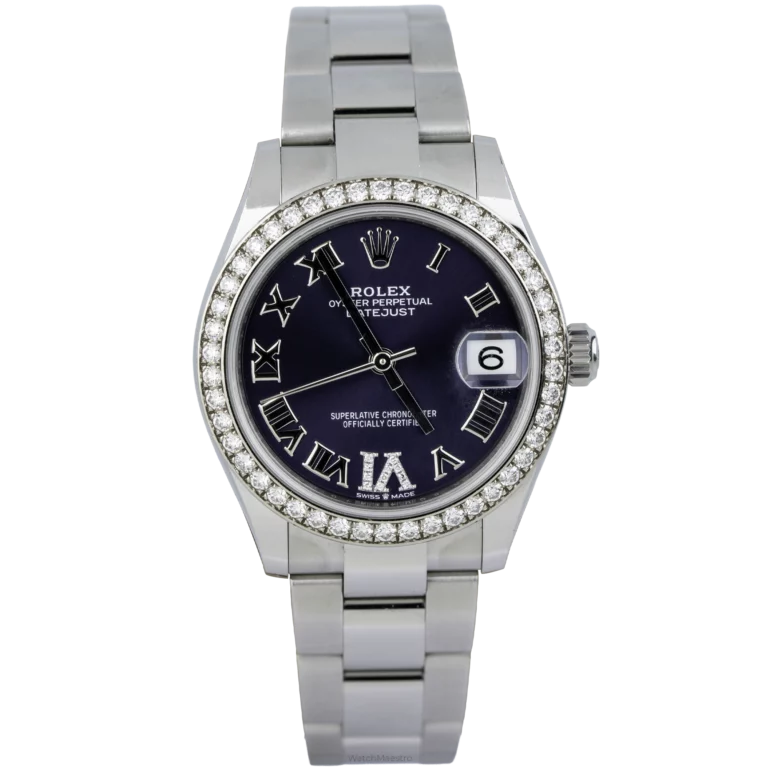 Rolex Datejust 31 Steel Oyster Diamond Bezel Purple Dial (1)