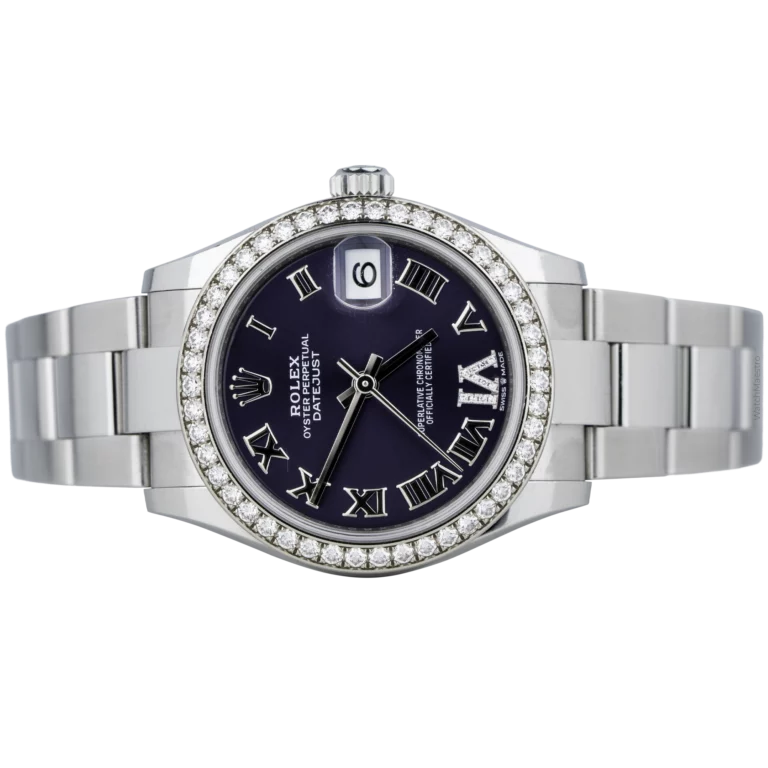 Rolex Datejust 31 Steel Oyster Diamond Bezel Purple Dial (2)