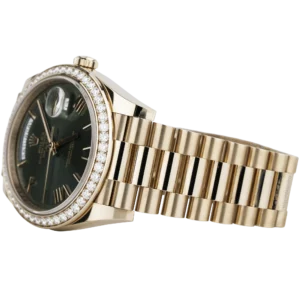 Rolex Day Date 40 Green Rose Gold Diamond Bezel (3)