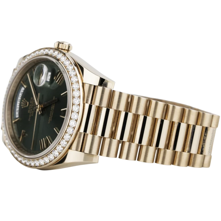 Rolex Day Date 40 Green Rose Gold Diamond Bezel (3)