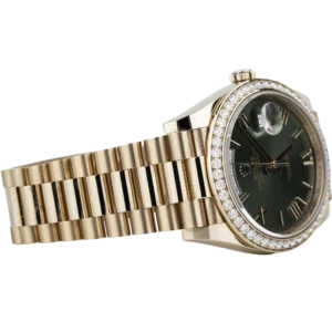 Rolex Day Date 40 Green Rose Gold Diamond Bezel (4)