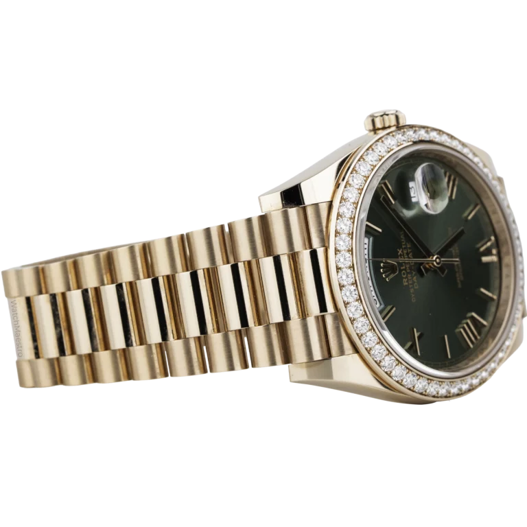 Rolex Day Date 40 Green Rose Gold Diamond Bezel (4)