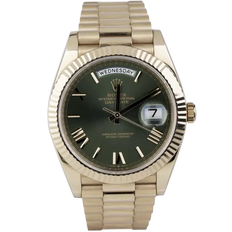 Rolex Day Date Rose Gold Olive Roman (1)