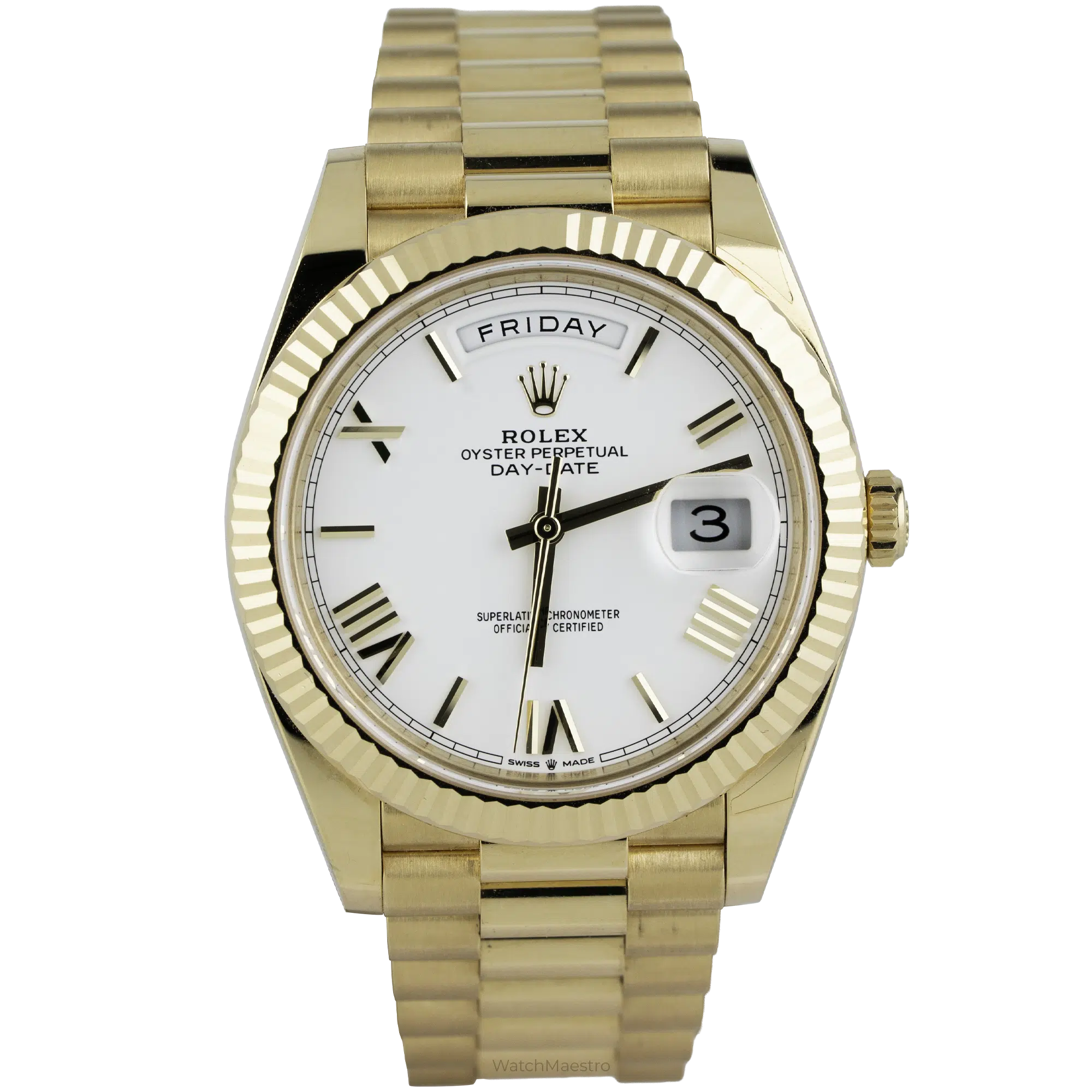 Rolex Day Date 40 YG White Roman (1)
