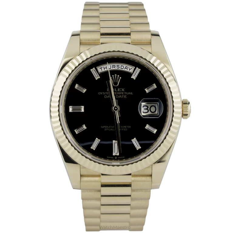 Rolex Day Date 40 Yellow Gold Onyx Diamond Dial (1)