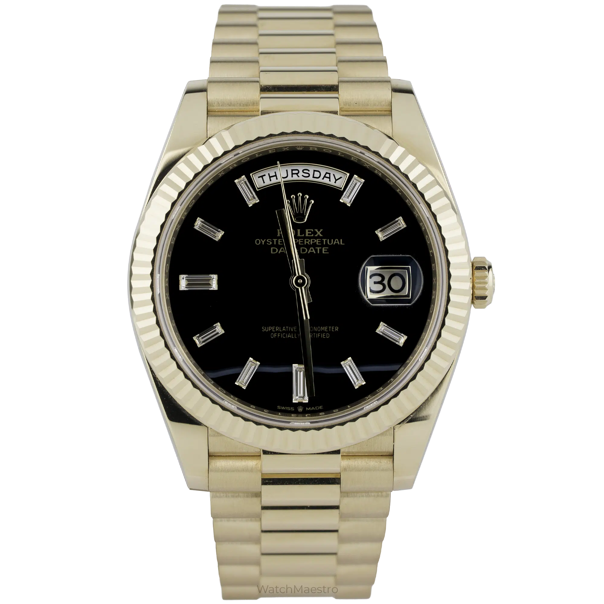 Rolex Day Date 40 Yellow Gold Onyx Diamond Dial (1)