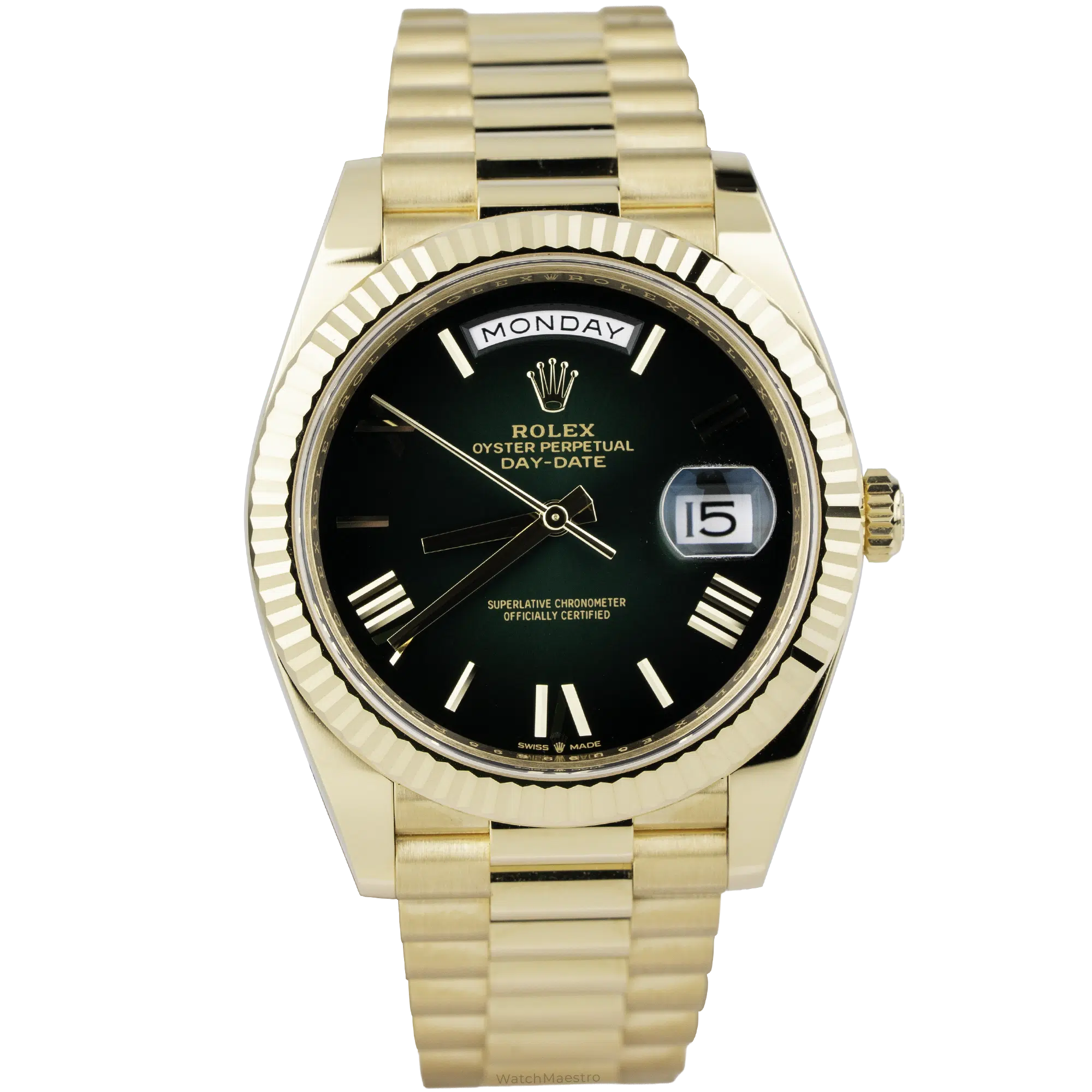 Rolex Day Date 40 Yellow Gold Green Ombre (1)