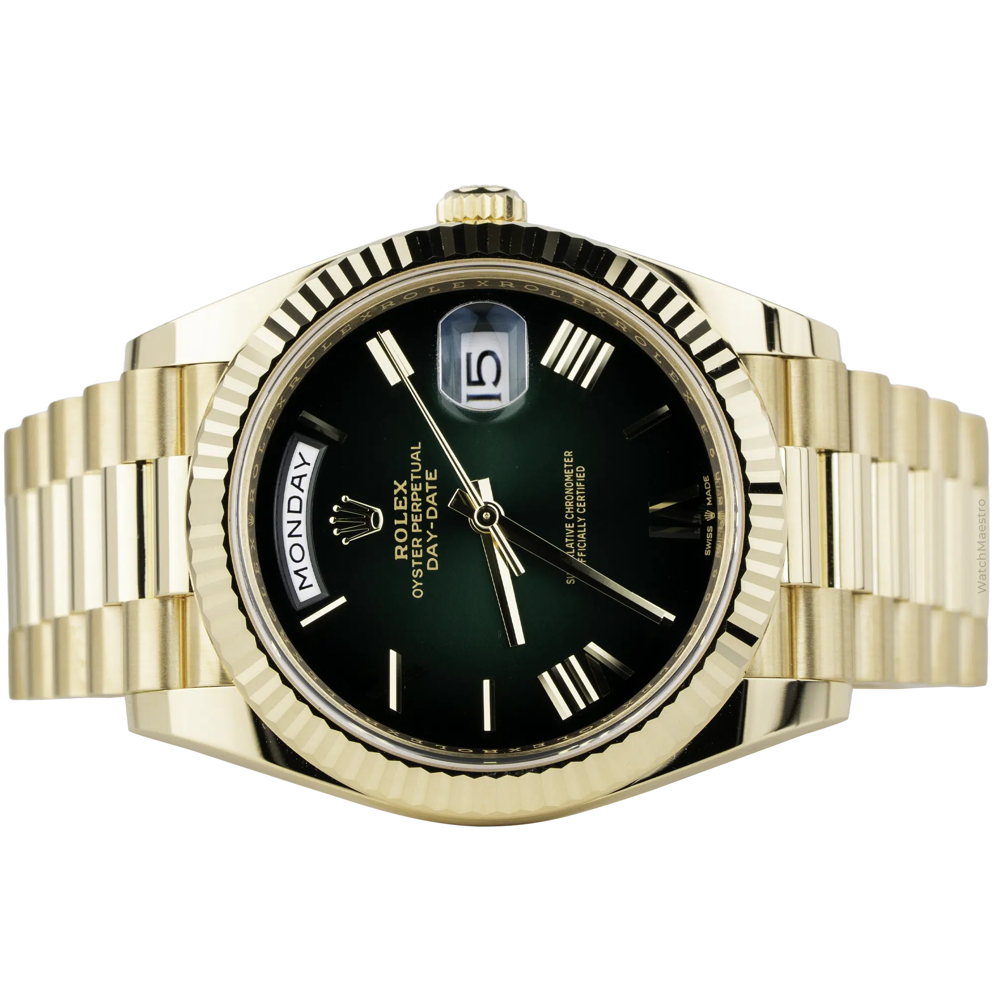 Rolex Day Date 40 Yellow Gold Green Ombre (2)