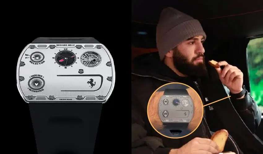 UFC fighter Arman Tsarukyan wearing the ultra-thin $1.9 million Richard Mille RM UP-01 Ferrari watch.