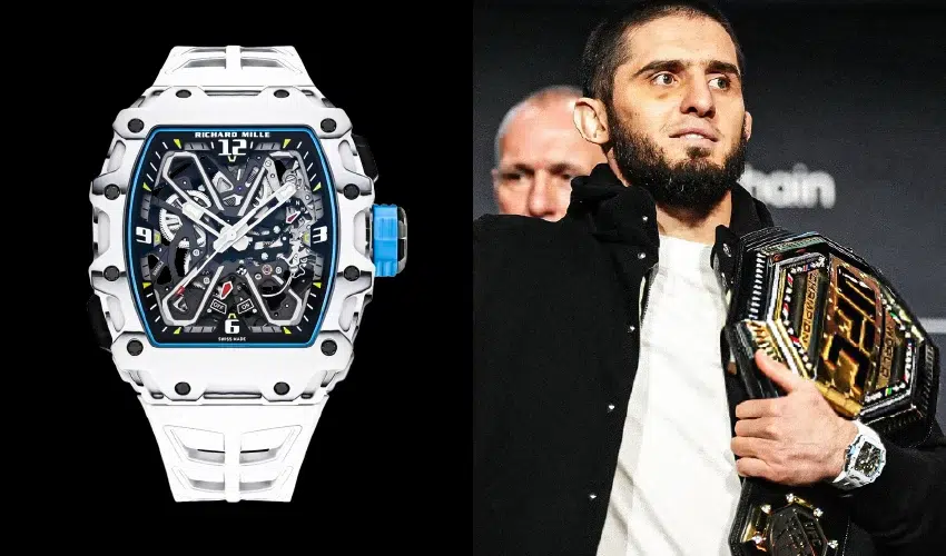 UFC lightweight champion Islam Makhachev wearing the rare Richard Mille RM 055 Bubba Watson Asia edition.