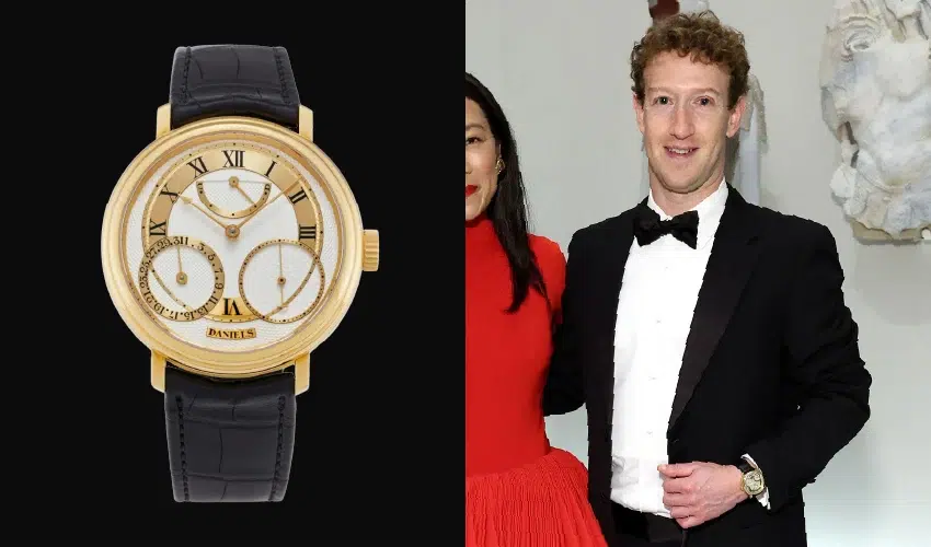 Mark Zuckerberg wearing a rare 18k gold George Daniels Anniversary watch.