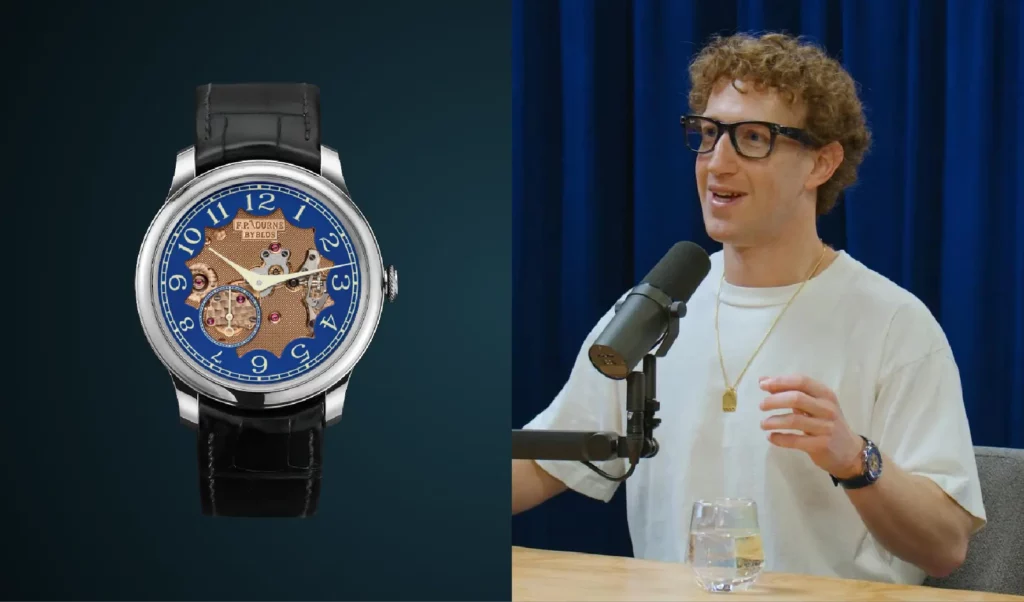 Meta CEO Mark Zuckerberg wearing his own Chronometer Bleu Byblos