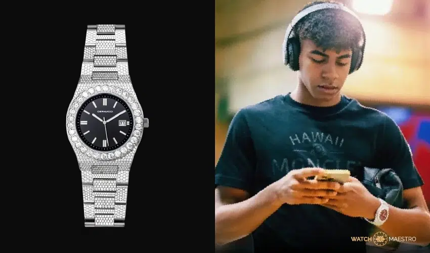 Cernucci Iced Out Stainless Steel Watch