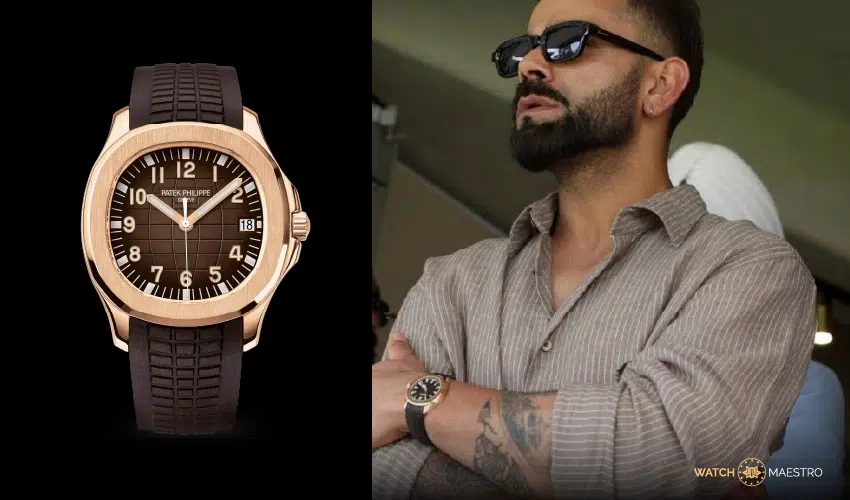 Kohli styling with his Patek Philippe Aquanaut Rose Gold