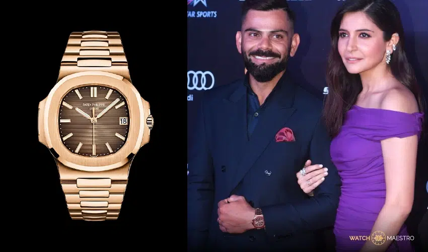 Kohli spotted wearing Patek Philippe Nautilus Rose Gold