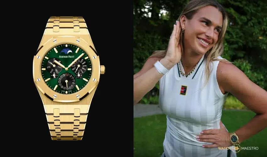 Aryna Sabalenka's yellow-gold Royal Oak Perpetual Calendar Ultra-thin 