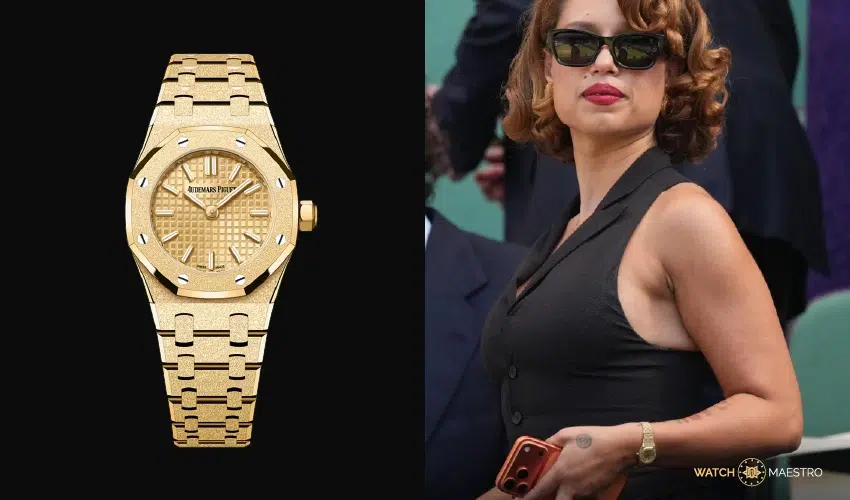 RAYE spotted wearing Royal Oak Mini Frosted Gold