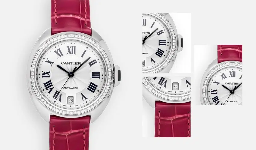 Clé de Cartier 35 مم من الذهب الأبيض مع إطار مرصع بالألماس (WJCL0014)