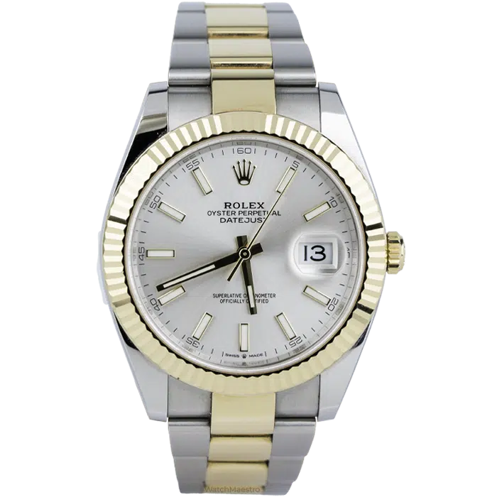 Rolex Datejust 41 Silver Dial Two Tone Yellow Gold with Fluted Bezel Oyster Bracelet 2023 1