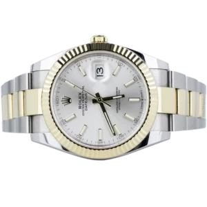 Rolex Datejust 41 Silver Dial Two Tone Yellow Gold with Fluted Bezel Oyster Bracelet 2023 2