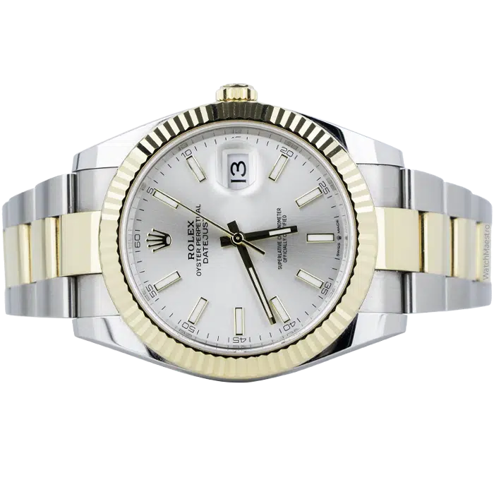 Rolex Datejust 41 Silver Dial Two Tone Yellow Gold with Fluted Bezel Oyster Bracelet 2023 2
