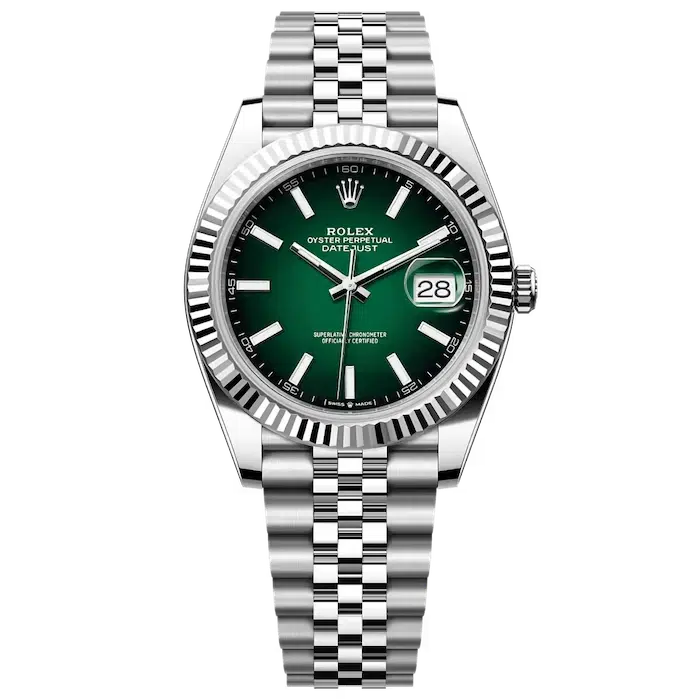 Rolex Datejust Oystersteel and White Gold Green Ombre Dial