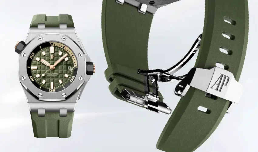 A rubber watch strap