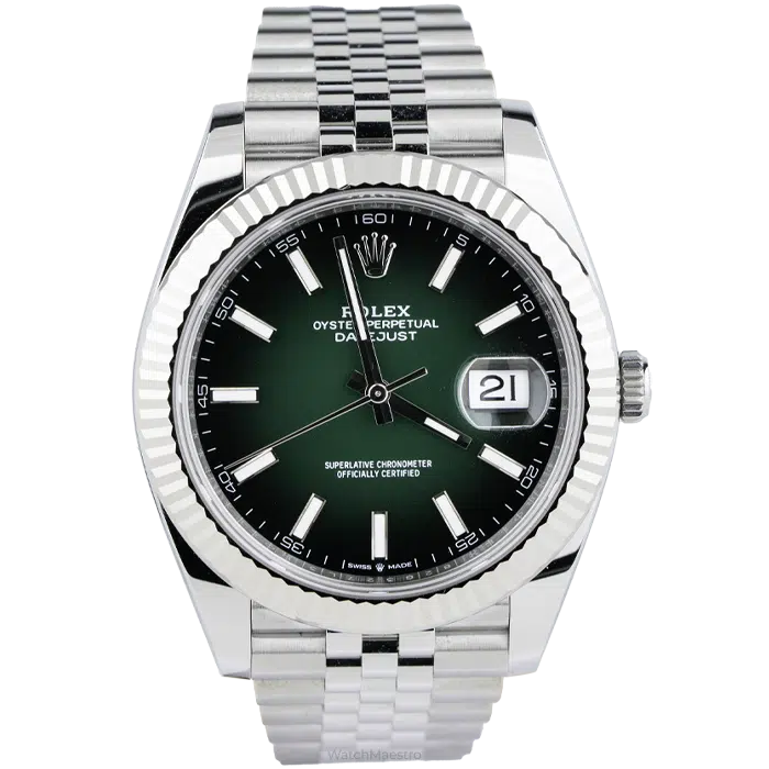 Rolex Datejust 41 Green Ombre Dial with Fluted Bezel Jubilee Bracelet 1