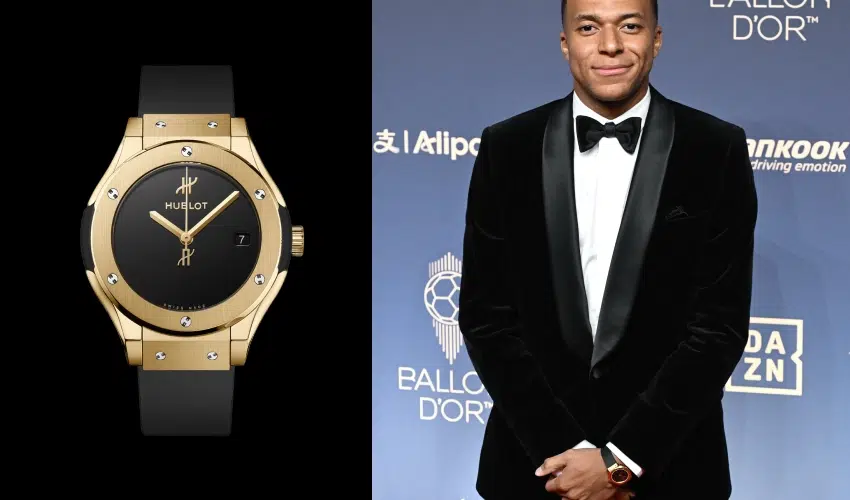 Kylian Mbappe's Hublot Classic Fusion Essential Grey at the Ballon d'Or