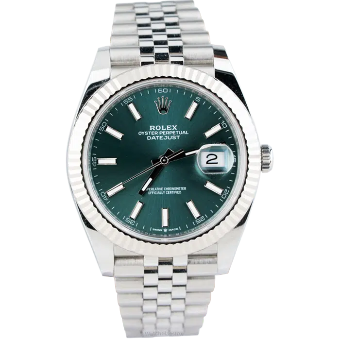 Rolex Datejust 41 Green Dial with Fluted Bezel Jubilee Bracelet 1