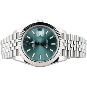 Rolex Datejust 41 Green Dial with Fluted Bezel Jubilee Bracelet 2