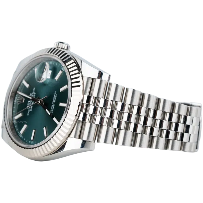 Rolex Datejust 41 Green Dial with Fluted Bezel Jubilee Bracelet 3