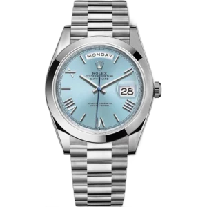 Rolex Day-Date 40 Platinum Ice Blue Roman Dial